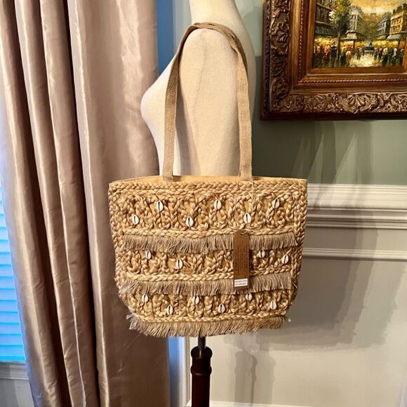 $149 NWT Salt + Umber ISLA Jute & Cowrie Shell Seashell Tote Bag‎ - Picture 2 of 5